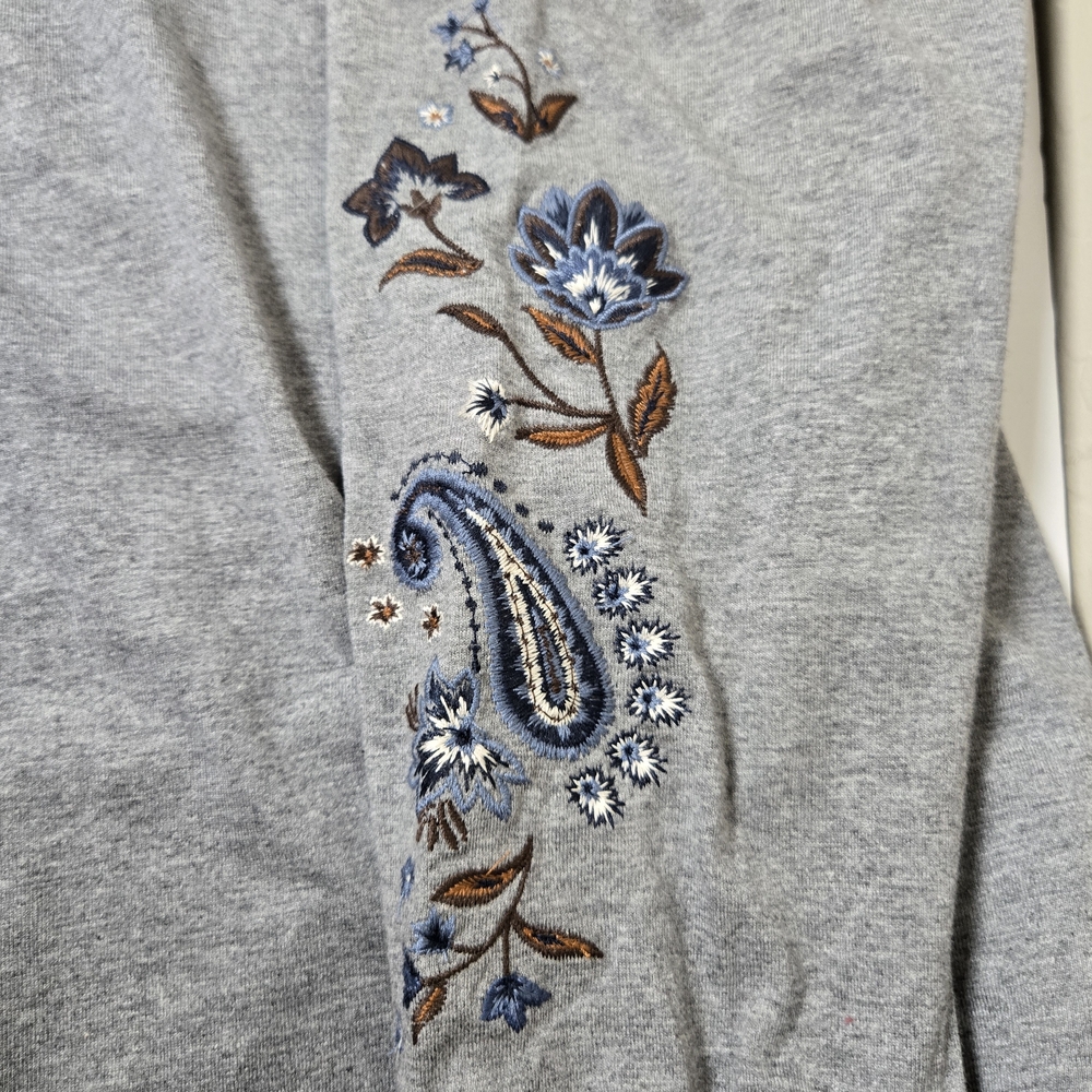 DRIFTWOOD Shirt Size XL Clare Long Sleeve Crew Moody Paisley Floral Embroidered - Picture 7 of 12